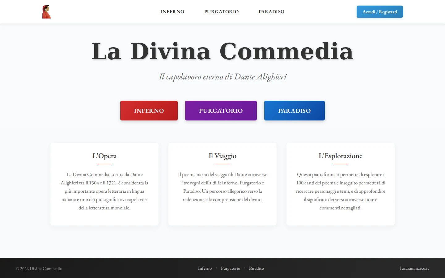 Screenshot of Divina Commedia